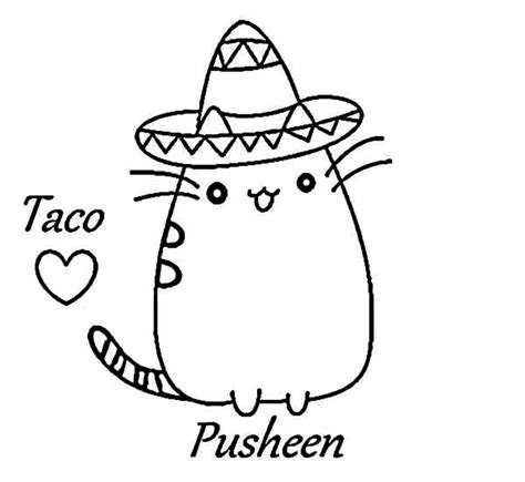 Coloriage Pusheen Et Sombrero Télécharger Et Imprimer Gratuit Sur