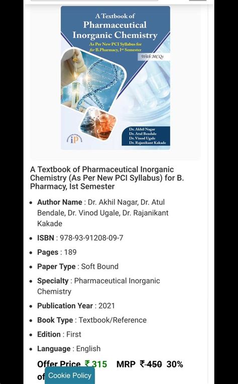 PDF A Textbook Of Pharmaceutical Inorganic Chemistry As Per PCI New