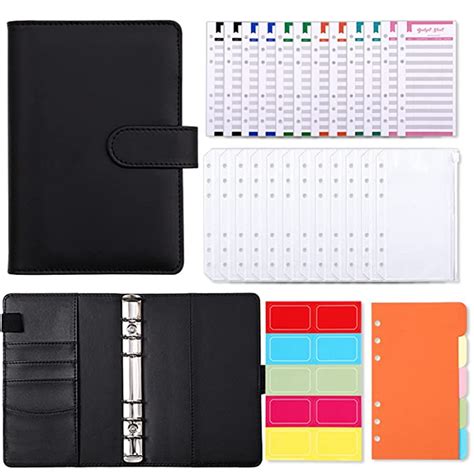 Buy 31Pcs A6 PU Leather Notebook Binder Budget Planner Budget Notebook