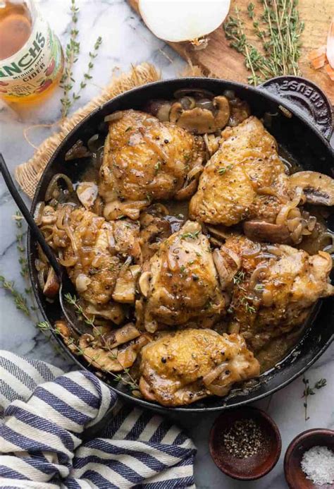 Apple Cider Braised Chicken Thighs A Saucy Kitchen