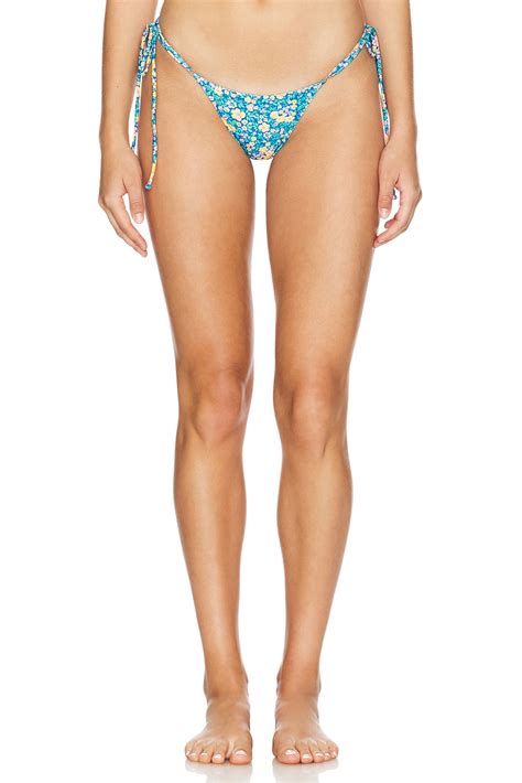 Kulani Kinis Thong Tie Side Bikini Bottom In Floral Folk Revolve