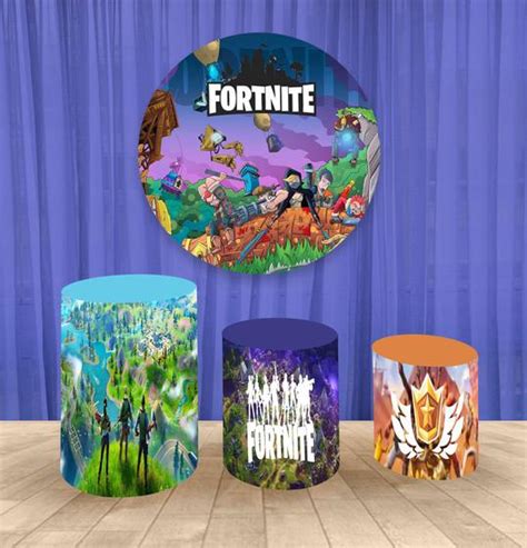 Painel Redondo M E Trio Capa De Cilindro Fortnite Fantasia Br S