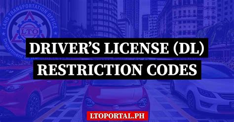 List Of Lto Drivers License Restriction Codes And Meanings Lto Portal Ph