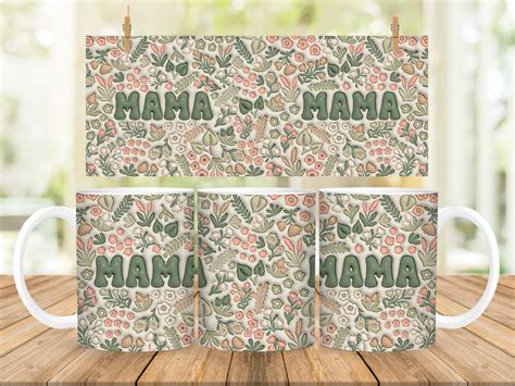 D Boho Mama Inflated Mug Wrap Png Oz Oz Mug Sublimation