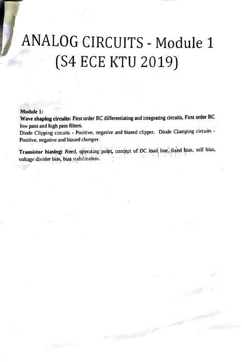 Analoge Circuit Module Analog Circuits Studocu