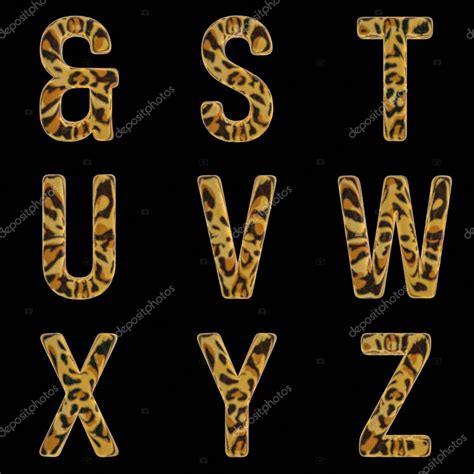 D Render Set Of Tiger Alphabet Fuente Que Incluye Letras N Meros Y