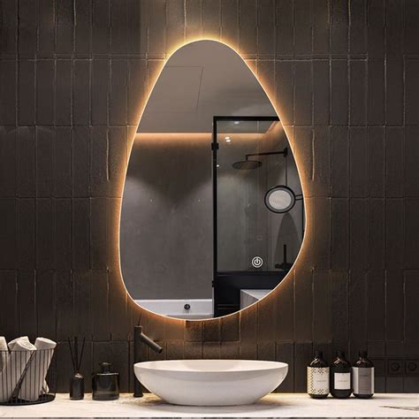 36x28 Inch Irregular Shape Led Lighted Mirror Bathroom Vanity Wall