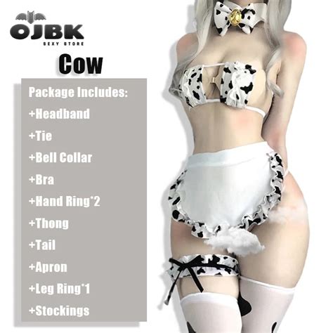 Ojbk New Cos Cow Cosplay Costume Maid Tankini Bikini Swimsuit Anime Girls Swimwear Clothing