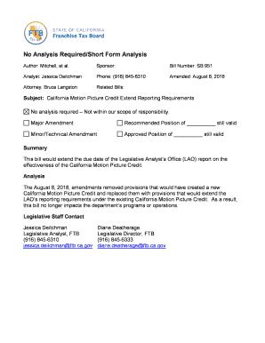 Fillable Online California Motion Picture Credit Extend Reporting