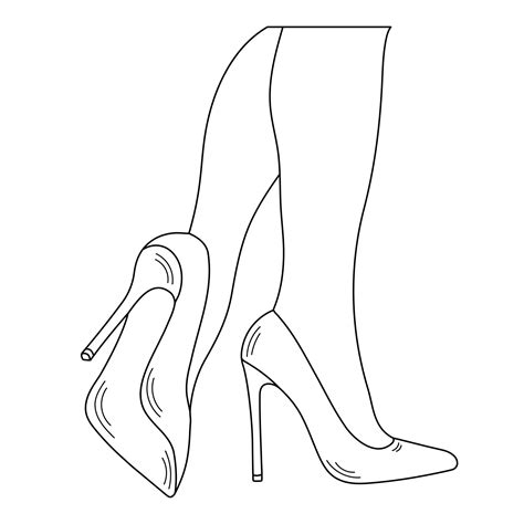 Drawing Sketch Outline Silhouette Of Female Legs In A Pose Shoes