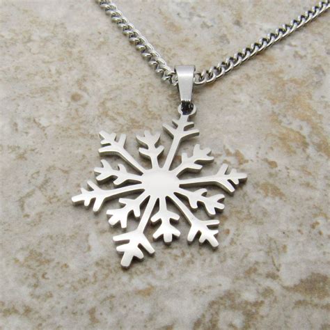 Edelstahl Schneeflocke Charm Anh Nger Halskette Herren Halskette