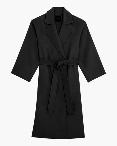 Theory Belted Wool And Cashmere Blend Coat In Black Modesens