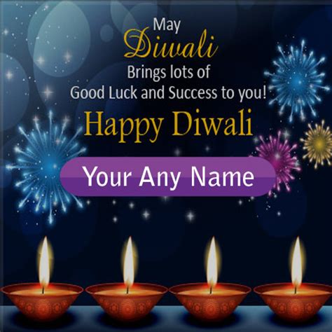 Write Name Wishes Beautiful Diwali Greeting Card Candles Images My