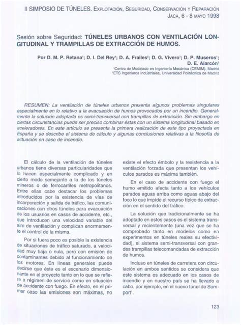 PDF Sesión sobre Seguridad TÚNELES URBANOS CON VENTILACiÓN El