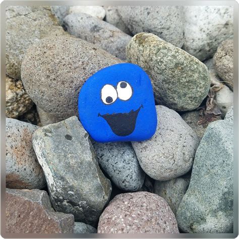 Cookie Monster Painted Rock Rock Crafts Rock Painting Designs