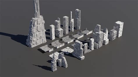 Low Poly Scifi Buildings D Model Cgtrader