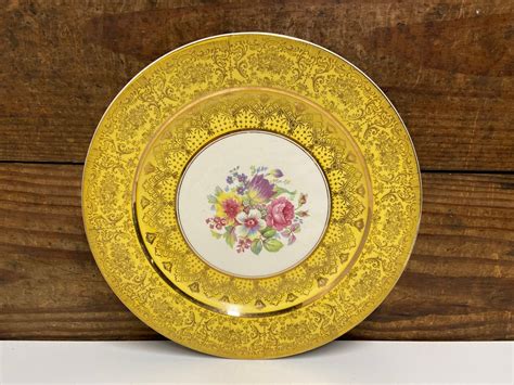 Vintage Stetson Kt Gold Plate Bone China Salad Plate Floral