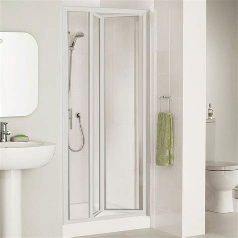 Lakes 1000mm Framed Bifold Shower Door In White Low Price