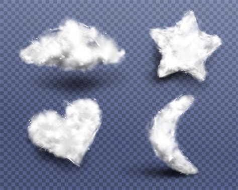 Realistic Cotton Wool Clouds Or Wadding Balls Set Vector Art