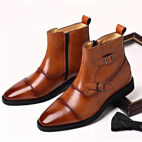 Men S Classic Trendy Leather Short Boots Men British Style Ankle Boot