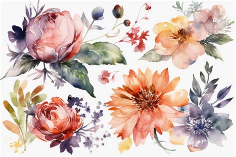 Water Color Floral Clipart Pack Etsy