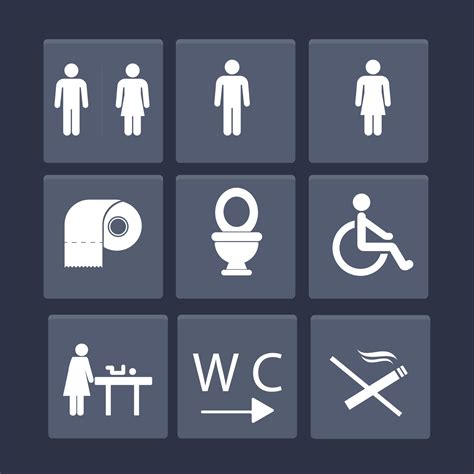 Wc Toilet Door Plate Icons Set Men And Women Wc Sign For Restroom