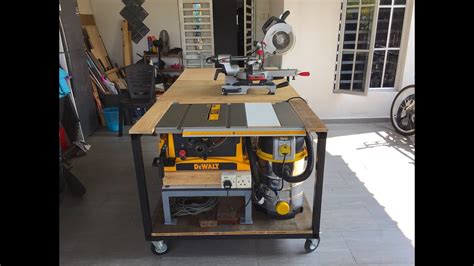 Diy Mobile Workbench Table Saw With Outfeed Folding Table Dewalt Table Saw Dwe7470 Youtube