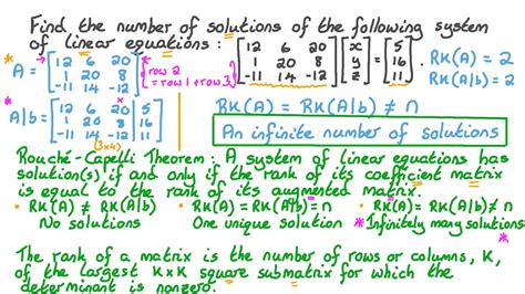 Question Video Finding The Number Of Solutions To A System Of Linear