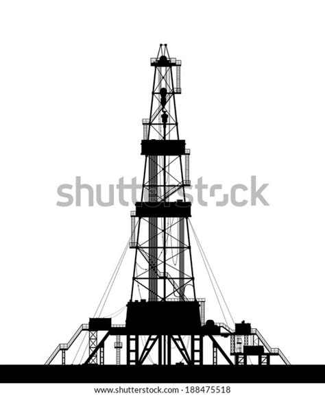 Oil Rig Silhouette Detailed Vector Illustration Stock Vector (Royalty ...