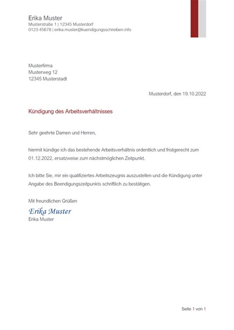 Vorlagen Kuendigungsschreiben Info