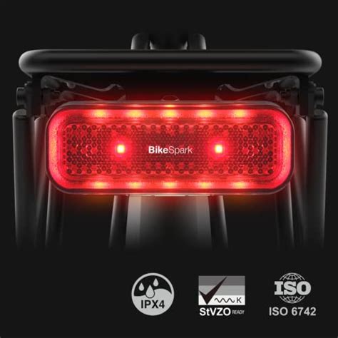 BikeSpark Auto Sensing Rear Light G4 AAA Battery For Cargo Carrier