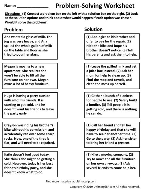 Free Problem Solving Skills Worksheets