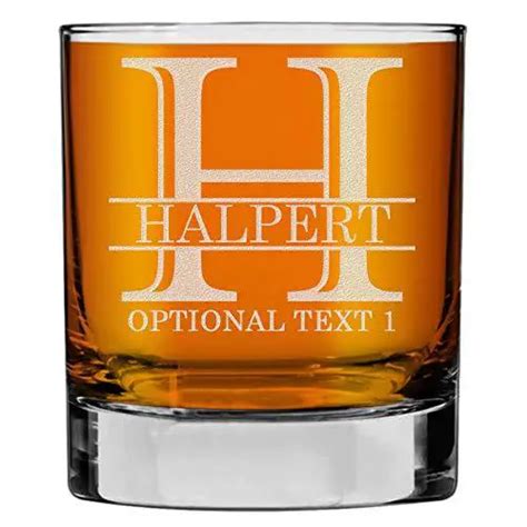 Personalized Etched Monogram 10 25oz Whiskey Rocks Glass Halpert