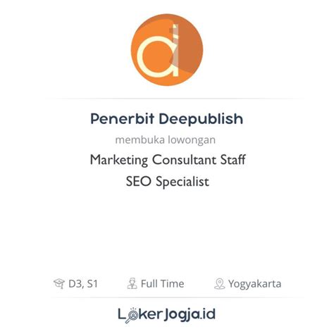 Lowongan Kerja Marketing Consultant Staff SEO Specialist Di Penerbit