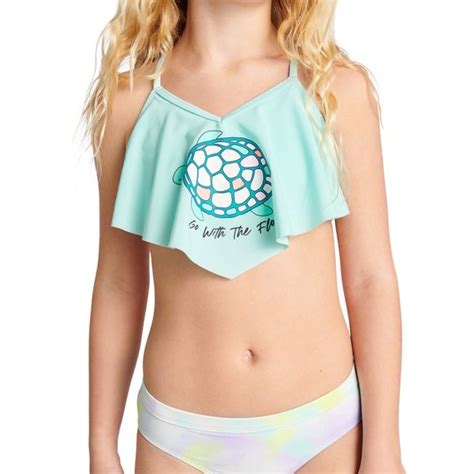 Justice Swim Justice Girls 2 Piece Flounce Top Bikini Swimsuit