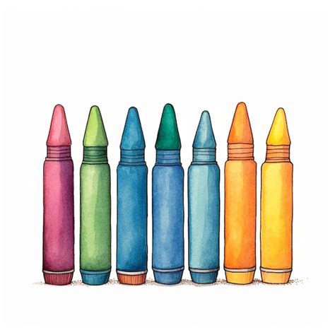 Premium AI Image | a drawing of crayons with colored pencils.