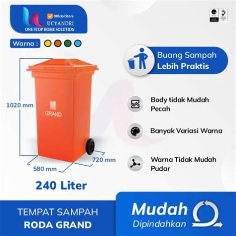 Jual Tempat Sampah Roda Grand Liter Warna Tidak Pudar Ready Di