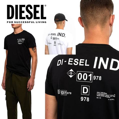 Diesel ディーゼル メンズ Tシャツ 半袖 T Diegos N21 カットソー クルーネック 白 黒 ホワイト ブラック T