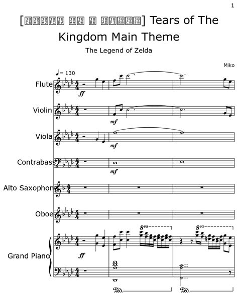 Tears Of The Kingdom Main Theme Sheet Music For