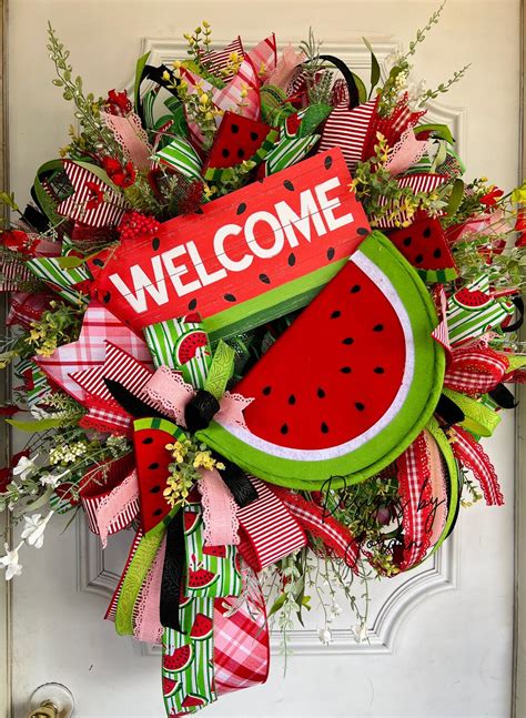 Watermelon Wreath Watermelon Deco Mesh Wreath Spring Wreath Summer