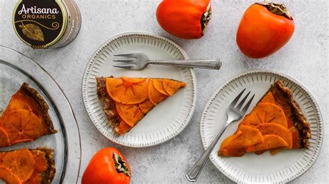 Raw Persimmon Tart With Date Walnut Crust – Artisana Market