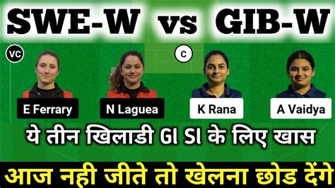 SWE W VS GIB W Swe W Vs Gib W Dream11 Team Swe W Vs Gib W Dream11