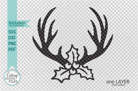 Christmas Reindeer Deer Antlers With Holly Berries Svg Cut By Kartcreation Thehungryjpeg