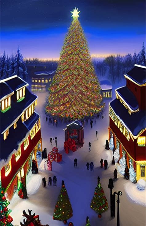 Christmas In The Village Square Free Stock Photo Public Domain Pictures