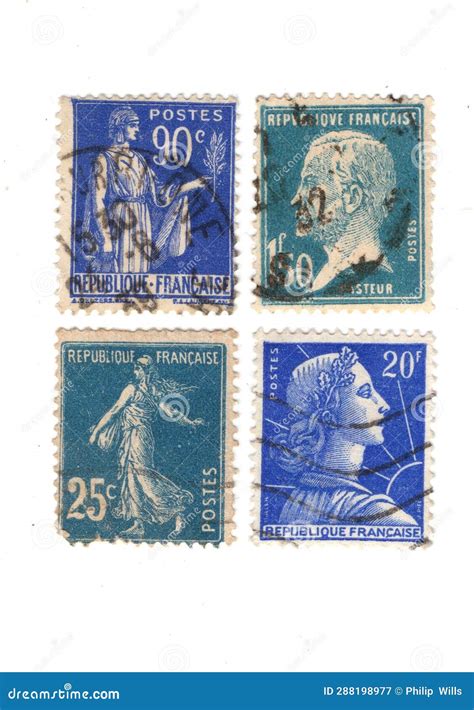 Vintage Postage Stamps from France. Stock Illustration - Illustration ...