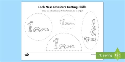 Loch Ness Monsters Colour And Cut Worksheet Worksheet