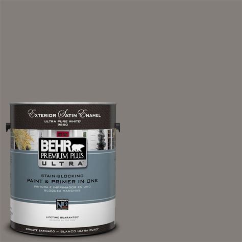 Behr Premium Plus Ultra 1 Gal Ul260 3 Suede Gray Satin Enamel