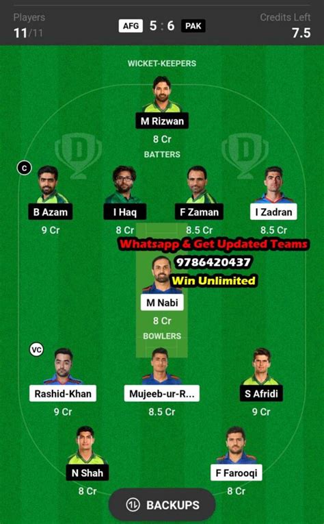 AFG Vs PAK 1st ODI Match Dream11 Team Fantasy Prediction Pakistan Tour