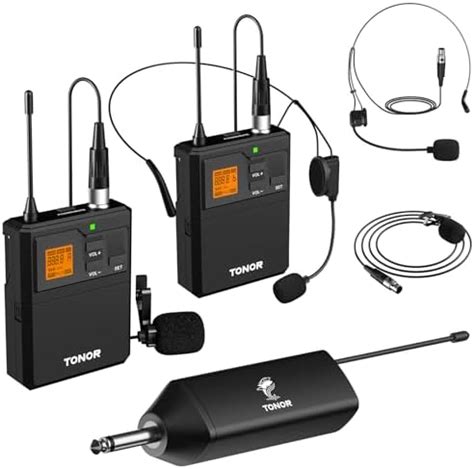 TONOR UHF Mikrofon Kabellos set mit Dual Headset Kopfbügel Funkmikrofon