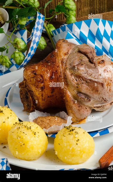 Schweinshaxe Pork Knuckle On Bavarian Stock Photo Alamy